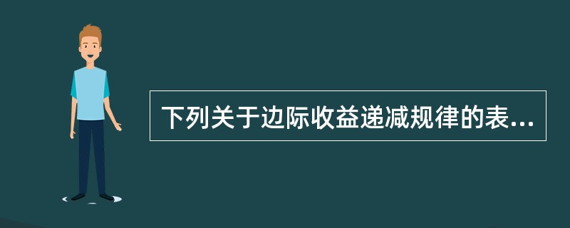 下列关于边际收益递减规律的表述中，正确的有（　）。