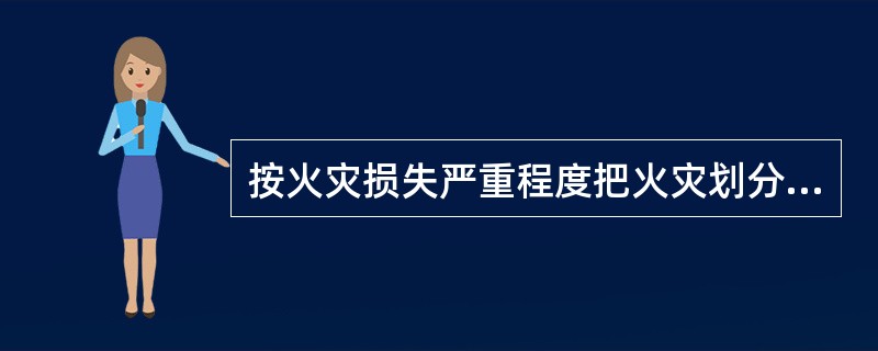 按火灾损失严重程度把火灾划分为特别重大火灾、重大火灾、较大火灾和一般火灾四个等级。