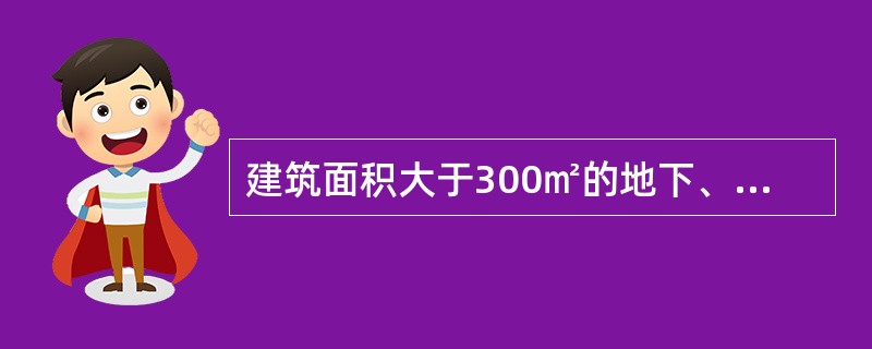 建筑面积大于300㎡的地下、半地下建筑或地下室、半地下室中的公共活动房间等部位，需设置应急照明。