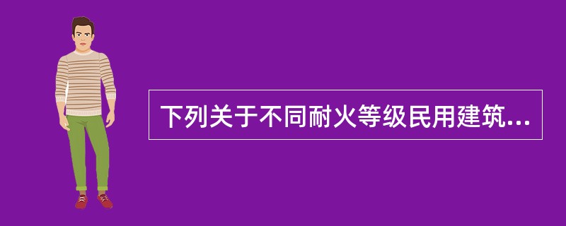 下列关于不同耐火等级民用建筑防火分区的最大允许建筑面积说法正确的是（ ） <br />