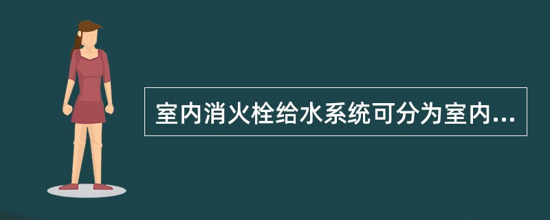 室内消火栓给水系统可分为室内临时高压消火栓给水系统、室内高压消火栓给水系统。