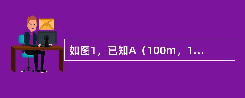 如图1，已知A（100m，100m）、B（200m，200m），方位角α0＝45°。测量A点到P的水平距离D＝38m，观测水平角β＝52°。由极坐标法计算界址点P的坐标，其结果是（　　）。<br