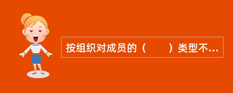 按组织对成员的（　　）类型不同，社会组织可分为强制性组织、功利组织和规范组织。