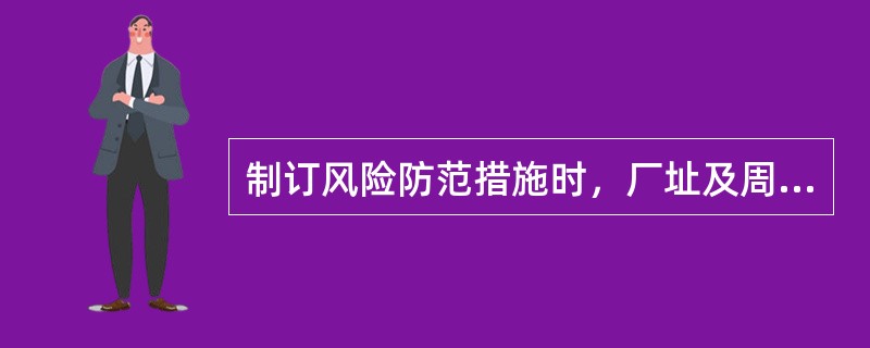 制订风险防范措施时，厂址及周围居民区、环境保护目标应设置（　　）。