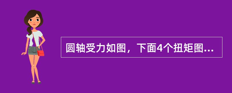 圆轴受力如图，下面4个扭矩图中正确的是（　　）。<br /><img border="0" style="width: 269px; height: 1