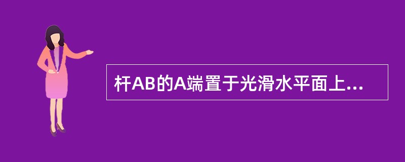 杆AB的A端置于光滑水平面上，AB与水平面夹角为<img border="0" style="width: 28px; height: 19px;" sr
