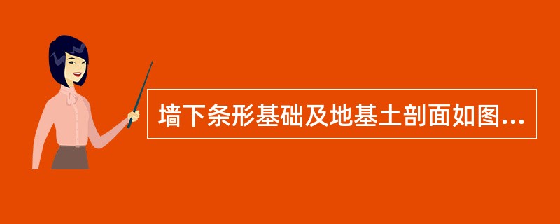 墙下条形基础及地基土剖面如图18所示，墙宽400mm，基础混凝土强度等级为C20，基础埋置深度2m，持力层厚度3m，基础自重和基础台阶上土重的平均重度为20kN/m3，已知传至基础顶面的竖向荷载设计值