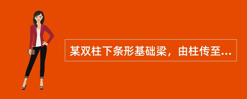 某双柱下条形基础梁，由柱传至基础梁顶面的竖向力设计值分别为F1和F2。基础梁尺寸及工程地质剖面如图5-27所示。假定基础梁为无限刚度，地基反力按直线分布。<p style="text-
