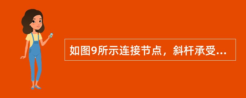 如图9所示连接节点，斜杆承受轴心拉力设计值N＝400kN，钢材采用Q235-B·F（3号钢）焊接时，采用E43型手工焊条。高强螺栓连接时，采用摩擦型高强度螺栓M20，材质为20MnTiB，等级为10.