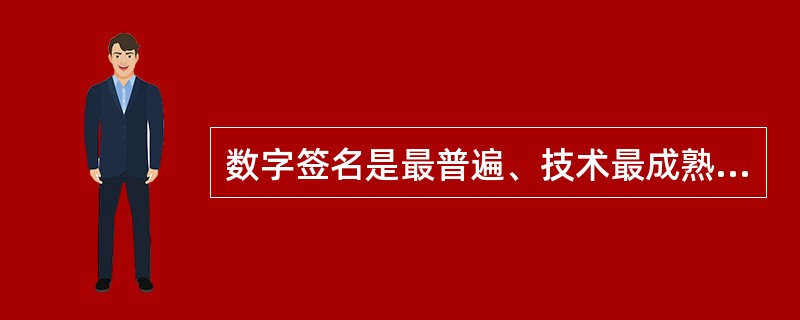数字签名是最普遍、技术最成熟、可操作性最强的一种电子签名技术，当前已得到实际应用的是在（　　）。