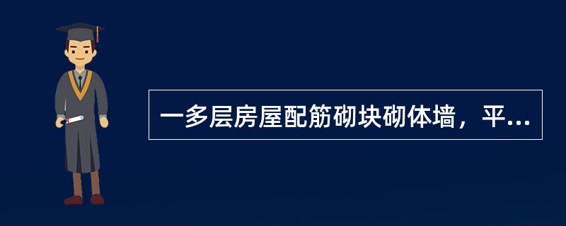 一多层房屋配筋砌块砌体墙，平面如图所示，结构安全等级二级。砌体采用MU10级单排孔混凝土小型空心砌块、Mb7.5级砂浆对孔砌筑，砌块的孔洞率为40％，采用Cb20（ft=1MPa）混凝土灌孔，灌孔率为