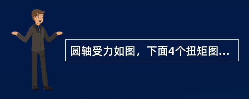 圆轴受力如图，下面4个扭矩图中正确的是（　　）。<br /><img border="0" style="width: 269px; height: 1