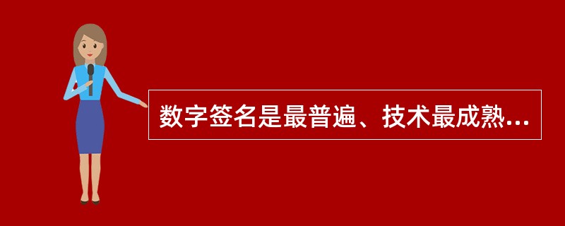 数字签名是最普遍、技术最成熟、可操作性最强的一种电子签名技术，当前已得到实际应用的是在（　　）。