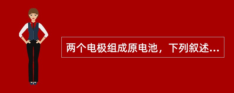 两个电极组成原电池，下列叙述正确的是（　　）。