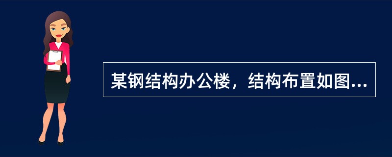 某钢结构办公楼，结构布置如图3-23所示。框架梁、柱采用Q345，次梁、中心支撑、加劲板采用Q235，楼面采用150mm厚C30混凝土楼板，钢梁顶采用抗剪栓钉与楼板连接。[2011年真题]<br