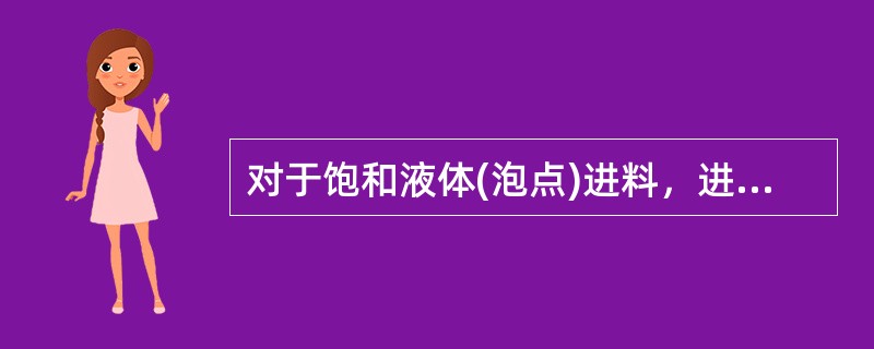 对于饱和液体(泡点)进料，进料线(q线)方程的斜率（）。