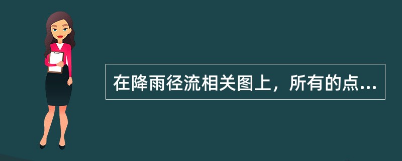 在降雨径流相关图上，所有的点据应在45°线（　　）。