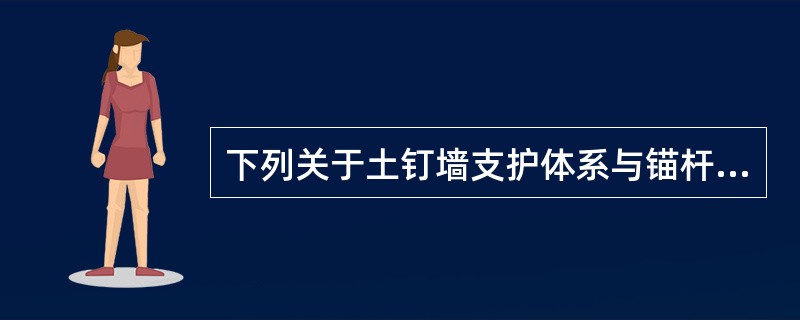 下列关于土钉墙支护体系与锚杆支护体系受力特性的描述，哪些选项是正确的？（　　）[2011年真题]