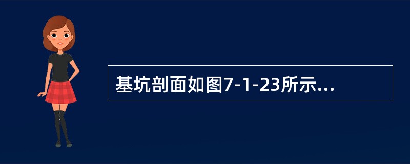 基坑剖面如图7-1-23所示，已知土层天然重度为20 kN/m3，有效内摩擦角φ′=30°，有效内聚力c′=0，若不计墙两侧水压力，按朗肯土压力理论分别计算支护结构底部E点内外两侧的被动土压力强度ep