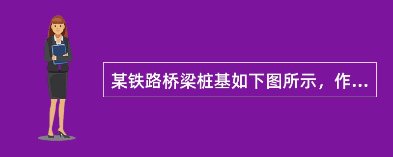 某铁路桥梁桩基如下图所示，作用于承台顶面的竖向力和承台底面处的力矩分别为6000kN和2000kN·m，桩长40m，桩径0.8m,承台高度2m，地下水位与地表齐平，桩基所穿过土层的按厚度加权平均内摩擦