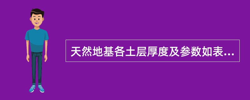 天然地基各土层厚度及参数如表5-3-6所示。采用深层搅拌桩复合地基加固，桩径d＝0.6m，桩长l＝15m，水泥土试块立方体抗压强度平均值fcu＝2000kPa，桩身强度折减系数η＝0.25，桩端土承载