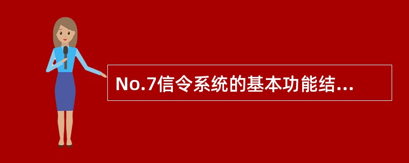 No.7信令系统的基本功能结构由两大部分——消息传递部分（MTP）和多个不同的（1）组成。消息传递部分（MTP）为正在通信的用户功能体之间提供信令信息的可靠传递，可进一步划分为（2）、（3）和信令网功