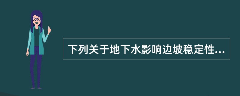 下列关于地下水影响边坡稳定性，叙述错误的是（）。