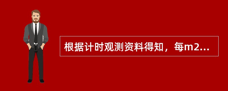 根据计时观测资料得知，每m2标准砖墙勾缝时间为10min，辅助工作时间占工序作业时间的比例为5%，准备结束时间、不可避免中断时间、休息时间占工作班时间的比例分别为3%、2%、15%。则每m3砌体1砖厚