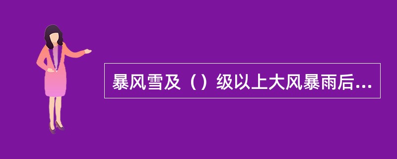 暴风雪及（）级以上大风暴雨后，高处作业人员应对高处作业安全设施逐一加以检查，发现有松动、变形、损坏或脱落等现象，应立即修理完善。