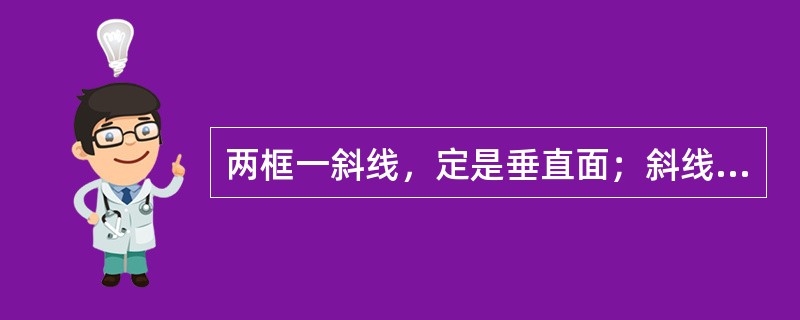 两框一斜线，定是垂直面；斜线在哪里，垂直哪个面。