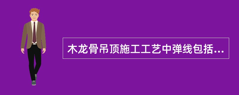 木龙骨吊顶施工工艺中弹线包括（）。