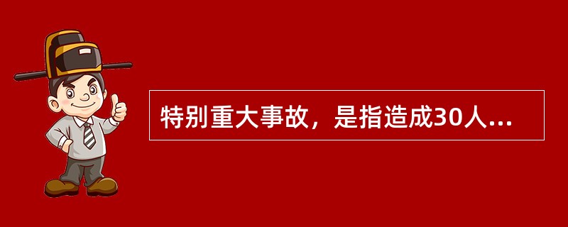 特别重大事故，是指造成30人以上死亡，或者100人以上重伤，或者1亿元以上直接经济损失的事故。