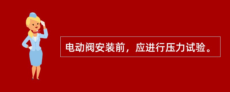 电动阀安装前，应进行压力试验。
