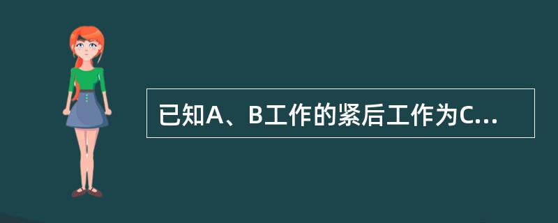 已知A、B工作的紧后工作为C，持续时间分别为11天、15天、19天，A、B工作最早开始时间分别为第18天、14天，C工作的最迟完成时间为第49天，则A工作的最迟开始时间应为（）。