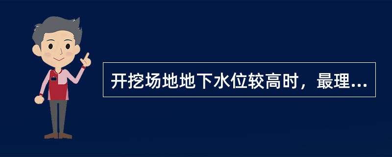 开挖场地地下水位较高时，最理想的土方机械是（）