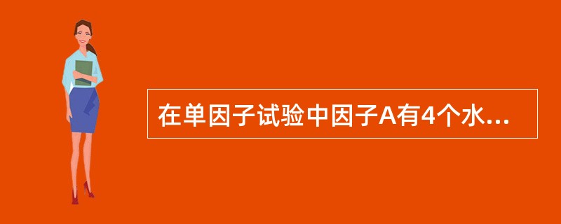 在单因子试验中因子A有4个水平，在水平A1下重复试验8次，在水平A2下重复试验6次，在水平A3与A4下各重复试验7次，则误差平方和的自由度等于（　　）。[2010年真题]