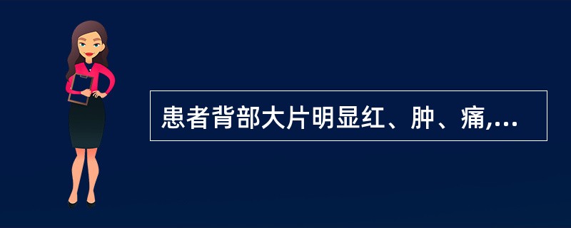 患者背部大片明显红、肿、痛,与正常皮肤之间的界限不清,无波动感,伴有寒战、发热、