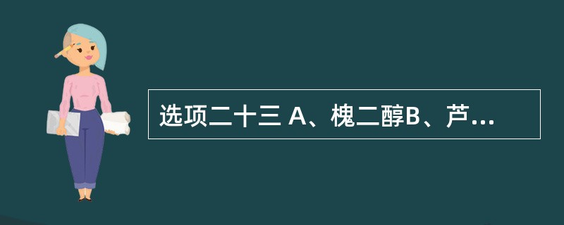 选项二十三 A、槐二醇B、芦丁 C、金丝桃苷D、杜鹃素 E、槲皮素 第125题: