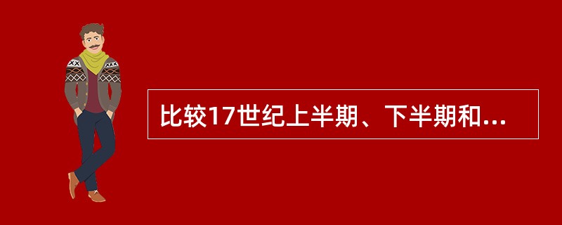 比较17世纪上半期、下半期和18世纪男子头发之分。