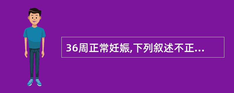 36周正常妊娠,下列叙述不正确的是( )