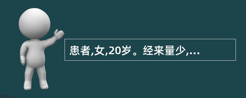 患者,女,20岁。经来量少,l天即净,现已停经半年,平时带下量多、色白,形体肥胖