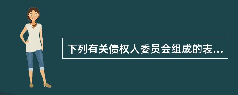 下列有关债权人委员会组成的表述中,符合《企业破产法》规定的是( )。