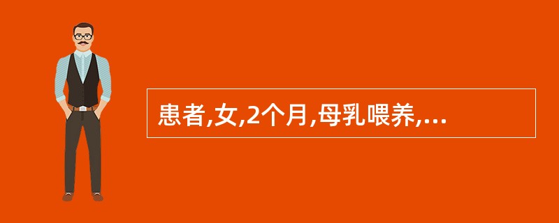 患者,女,2个月,母乳喂养,剧烈哭闹,惊厥。查体:面色苍白,前囟张力增高,瞳孔不