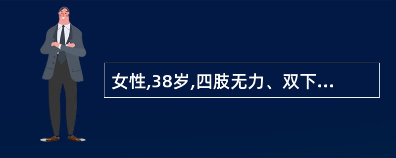 女性,38岁,四肢无力、双下肢水肿及皮下出血点2个月,查尿蛋白(£«£«),红细