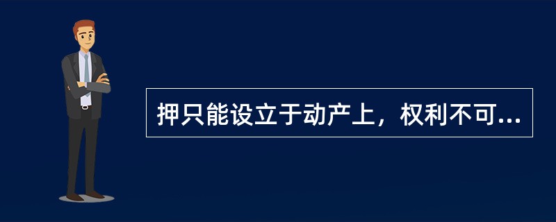 押只能设立于动产上，权利不可以设定质权。（）