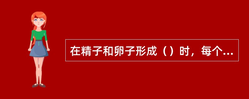 在精子和卵子形成（）时，每个生殖细胞（）地接受配对染色体中的（）一套，即（）条染