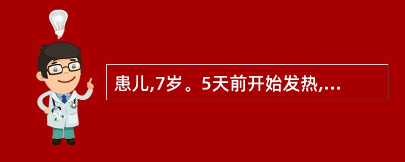 患儿,7岁。5天前开始发热,咳嗽,近2日尿少、水肿。体检:体温37.8℃,眼睑及