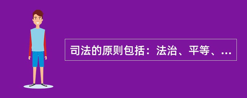 司法的原则包括：法治、平等、司法独立和司法责任原则。