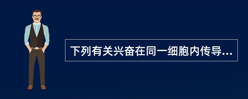 下列有关兴奋在同一细胞内传导的叙述,错误的一项是