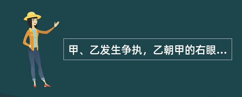 甲、乙发生争执，乙朝甲的右眼打了一拳后逃跑，甲追上后朝乙的胸部打了一拳，乙倒地，